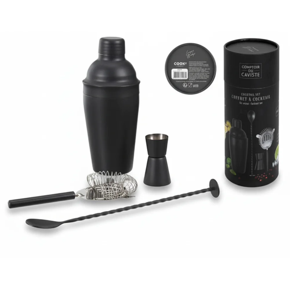 AI Generated Product Image COFFRET A COCKTAIL - 4 ACCESSOIRES - NOIR – Image 1