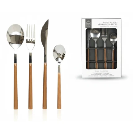 MENAGERE X16 PCS - EFFET BOIS - ENZO