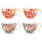 TASSES 25 CL - PORCELAINE EN LOT DE 2 - VALSE FLORALE