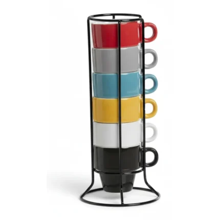 TASSES COULEURS EN LOT DE 6 - + SUPPORT