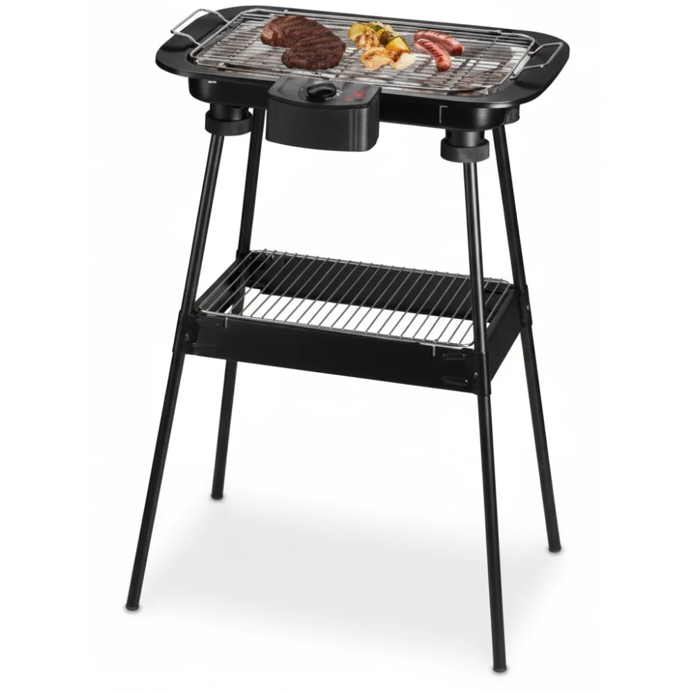 AI Generated Product Image BARBECUE SUR PIED ÉLECTRIQUE 2000 W GRILLE AMOVIBLE THERMOSTAT - NOIR - TECHWOOD – Image 1
