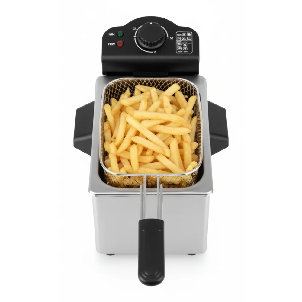 AI Generated Product Image FRITEUSE À HUILE 3 L 2000 W THERMOSTAT RÉGLABLE PANIER AMOVIBLE - INOX - TECHWOOD – Image 1