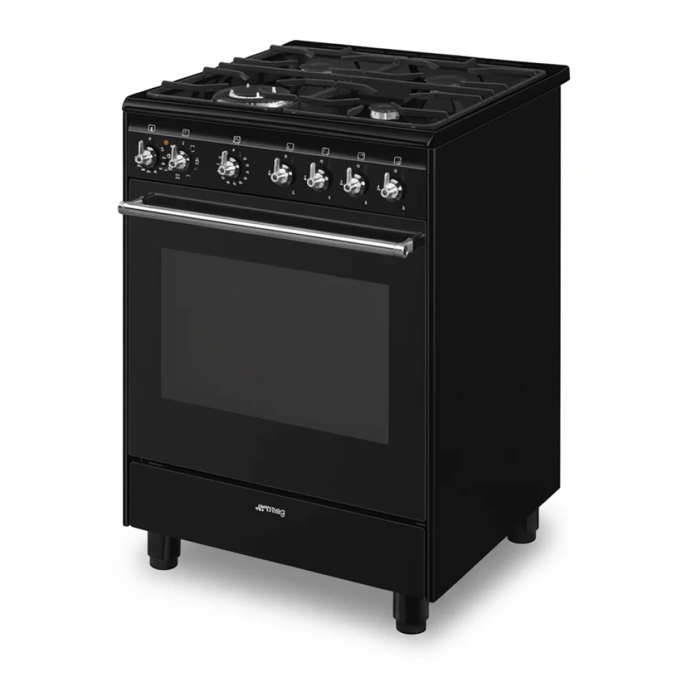 AI Generated Product Image CUISINIÈRE MIXTE GAZ / FOUR ÉLECTRIQUE 70 L NOIR - SMEG – Image 1