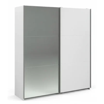 ARMOIRE 2 PORTES COULISSANTES AVEC MIROIR 148 CM  - BLANC