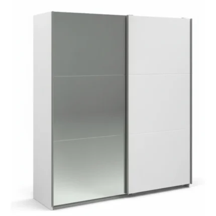 ARMOIRE 2 PORTES COULISSANTES AVEC MIROIR 178 CM  - BLANC