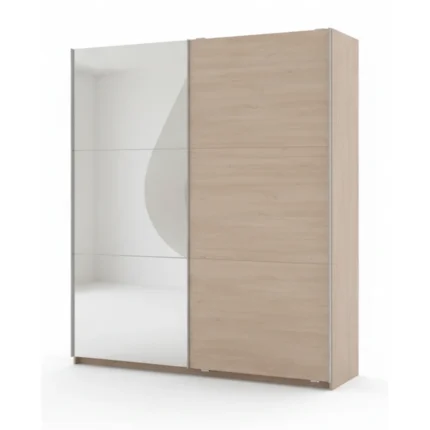 ARMOIRE 2 PORTES COULISSANTES AVEC MIROIR 178 CM  - CHÊNE