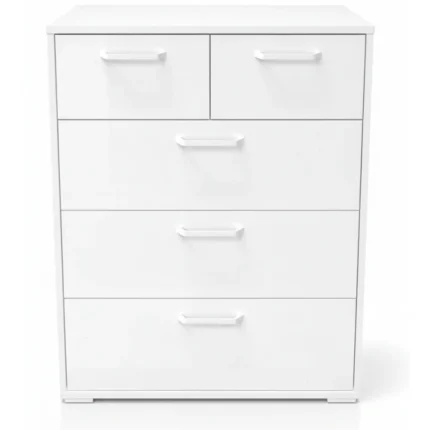 COMMODE 5 TIROIRS - BLANC BRILLANT