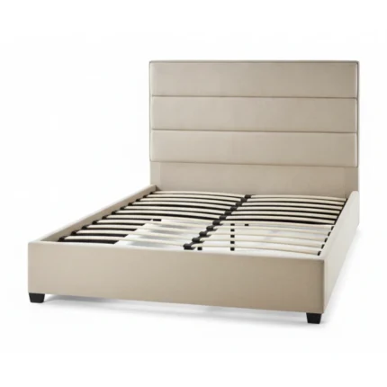 LIT + SOMMIER 140X190 CM EN TISSU - BEIGE