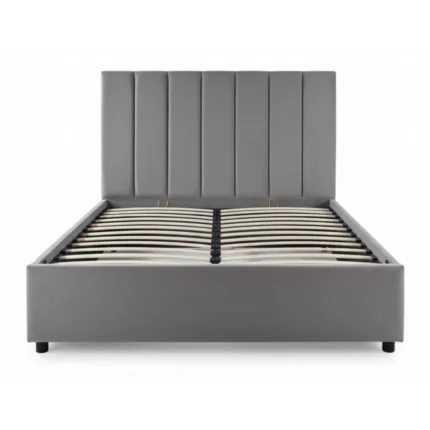 LIT COFFRE + SOMMIER 160X200 CM EN TISSU - GRIS