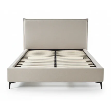 LIT + SOMMIER 140X190 CM EN TISSU - BEIGE