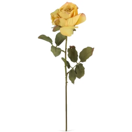 ROSE ARTIFICIELLE TIGE 62CM - JAUNE
