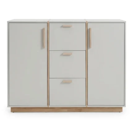 COMMODE 2 PORTES 3 TIROIRS - GRIS PIERRE & HICKORY