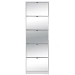 MEUBLE CHAUSSURES 5 ABATTANTS  AVEC MIROIR 58X177 CM - BLANC