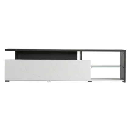MEUBLE TV 1 PORTE 3 NICHES - BLANC