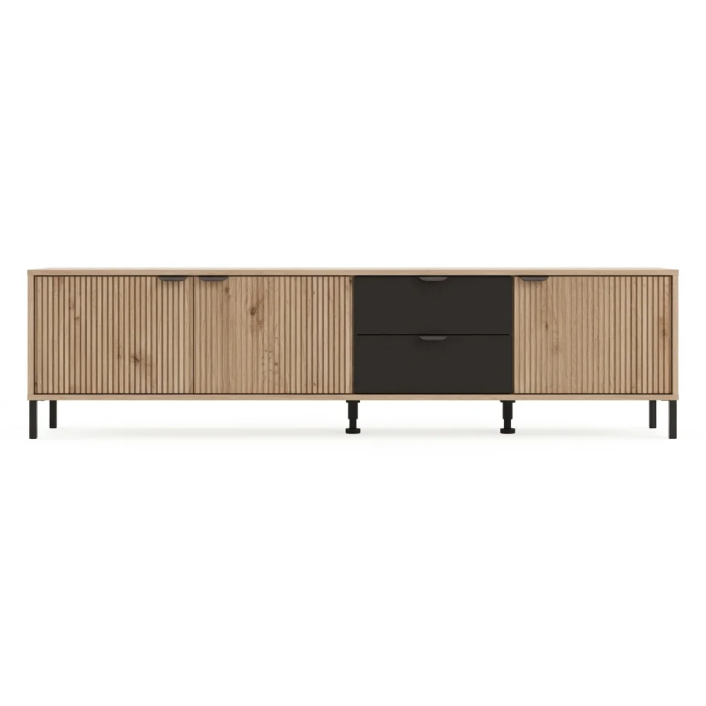 AI Generated Product Image MEUBLE TV 3 PORTES 2 TIROIRS - CHÊNE ET NOIR – Image 1