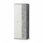 ARMOIRE CHAUSSURES 2 PORTES 5 ETAGERES - BLANC ET GRIS BETON