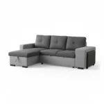 CANAPE D'ANGLE CONVERTIBLE ET REVERSIBLE EN TISSU - GRIS – Image 3