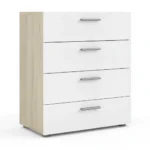 COMMODE 4 TIROIRS - BLANC ET CHÊNE