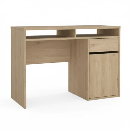 BUREAU 1 PORTE + 1 TIROIR + 2 NICHES - CHÊNE