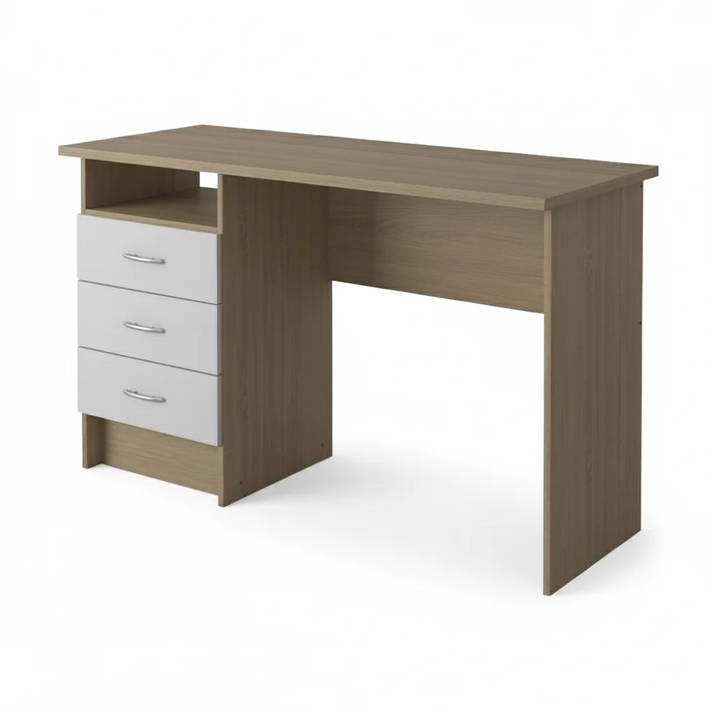 ai-product-image-57065-1767456993 BUREAU 3 TIROIRS + 1 NICHE - CHENE/BLANC – Image 1