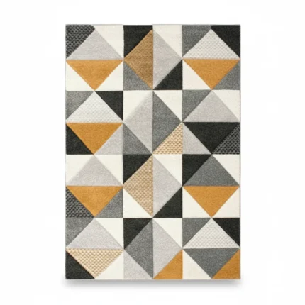 TAPIS 120 X 170 CM - NOIR, GRIS ET JAUNE