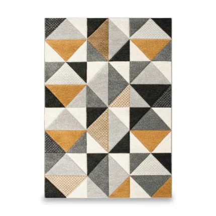 TAPIS 160 X 230 CM - NOIR, GRIS ET JAUNE