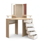 COIFFEUSE 5 TIROIRS + LEDS + MIROIR - CHÊNE  ( SANS TABOURET )