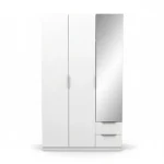 ARMOIRE 3 PORTES + 2 TIROIRS ET  1 MIROIR - BLANC MAT