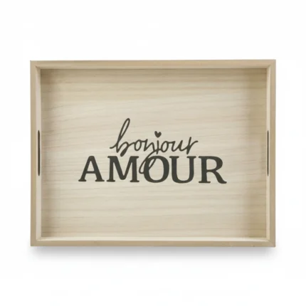 PLATEAU ARMOUR 40 X 30 CM - NOIR ET BOIS