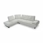 CANAPE D'ANGLE AVANCE RECULE DROIT EFFET VELOUR COTELÉ - CREME