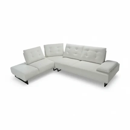 CANAPE D'ANGLE AVANCE RECULE DROIT EFFET VELOUR COTELÉ - CREME