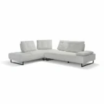 CANAPE D'ANGLE AVANCE RECULE GAUCHE EFFET VELOUR COTELÉ- CREME