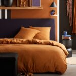 PARURE 220 X 240 CARAMEL - 100% POLYESTER LAVÉ - MOKA – Image 2