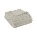 PLAID 130 X 180 CREME - 100% POLYESTER RIBBED - MOKA – Image 2