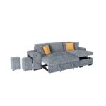 CANAPE D'ANGLE CONVERTIBLE EN TISSU - GRIS FONCÉ – Image 2