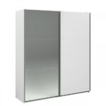 ARMOIRE 2 PORTES COULISSANTES AVEC MIROIR 148 CM  - BLANC – Image 2