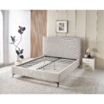 LIT + SOMMIER 160X200 CM EN TISSU - BEIGE – Image 2