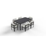 TABLE + 4 CHAISES + 2 FAUTEUIL - GRIS ANTHRACITE – Image 2
