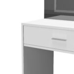 COIFFEUSE 1 TIROIR 1 PORTE AVEC MIROIR ET TABOURET - BLANC – Image 6