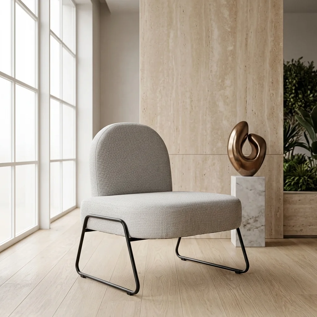 AI Generated Product Image FAUTEUIL DESIGN CONTEMPORAIN – COLORIS BLANC CASSÉ – Image 1