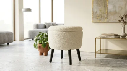 POUF DE RANGEMENT - BLANC