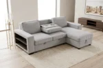 CANAPÉ D'ANGLE CONVERTIBLE & RÉVERSIBLE AVEC COFFRE DE RANGEMENT - GRIS CLAIR