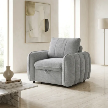FAUTEUIL CONVERTIBLE EN TISSU - GRIS CLAIR