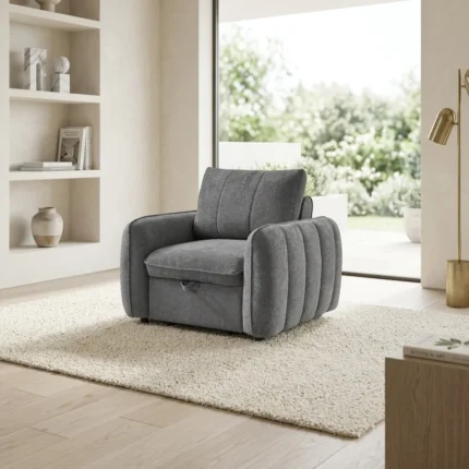 FAUTEUIL CONVERTIBLE EN TISSU - GRIS FONCÉ