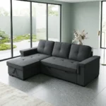 CANAPE D'ANGLE REVERSIBLE VEC PRISE EN TISSUS - GRIS FONCE