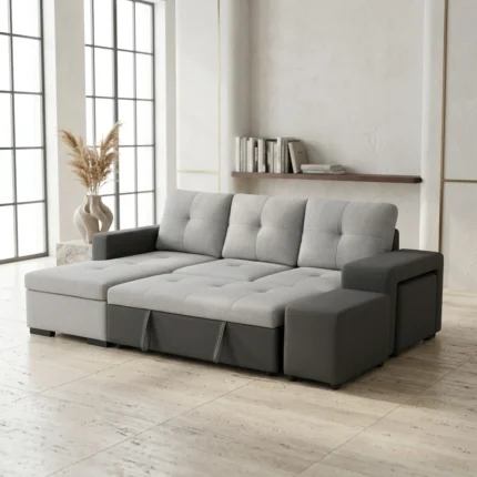 CANAPE D'ANGLE CONVERTIBLE RÉVERSIBLE  - GRIS