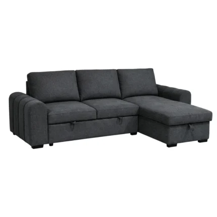 CANAPÉ D'ANGLE RÉVERSIBLE AVEC COFFRE DE RANGEMENT - GRIS FONCÉ