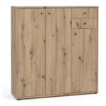 COMMODE 3 PORTES + 2 TIROIRS - CHÊNE  VIEILLI