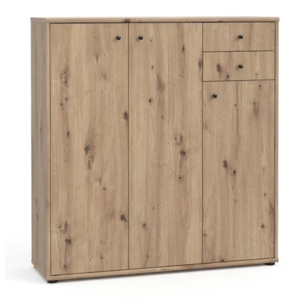 COMMODE 3 PORTES + 2 TIROIRS - CHÊNE  VIEILLI