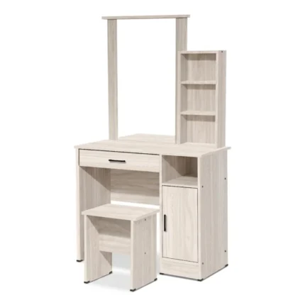 COIFFEUSE  1 TIROIR + 1 PORTE + 1 NICHE +TABOURET - CHÊNE